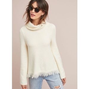 Anthropologie Akemi Kin Cream Fringe Sweater